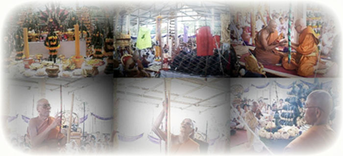Buddha Abhiseka pictures from the Pra Somdej hand carved petrified holy wood amulet blessing ceremony