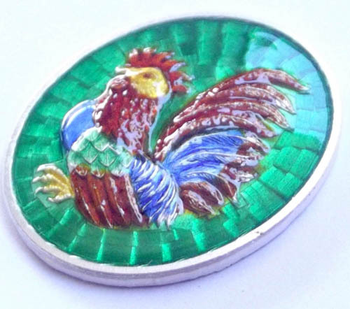 solid silver Gai Fai fa heavenly cockerel coin amulet by LP Suang