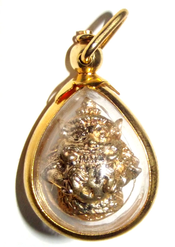 Pra Rahu Galai Ngern in Gold Micron Waterproof Casing - Wat Bang Khan